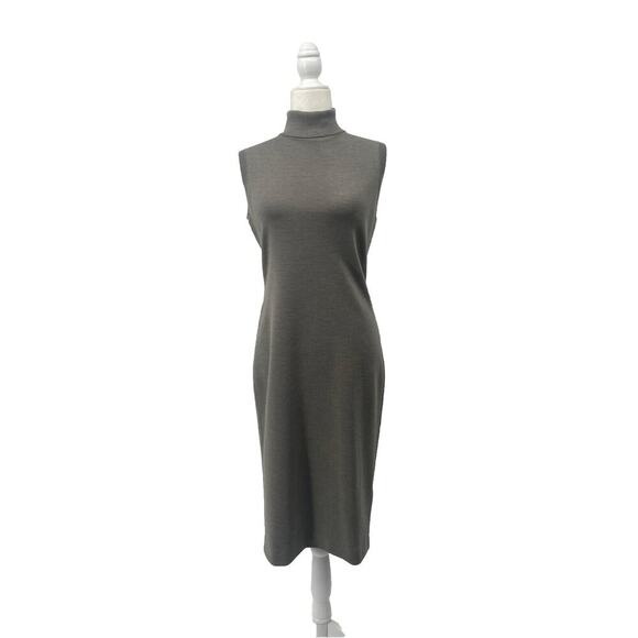 Ralph Lauren Purple Label Merino Wool Sleeveless Turtleneck Midi Dress M Gray - Picture 1 of 8